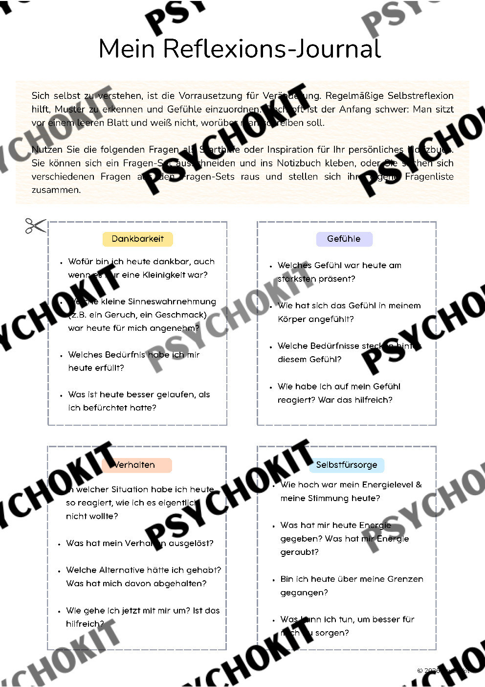 Fragen-Sets zur Selbstreflexion - Vorschau Seite 2