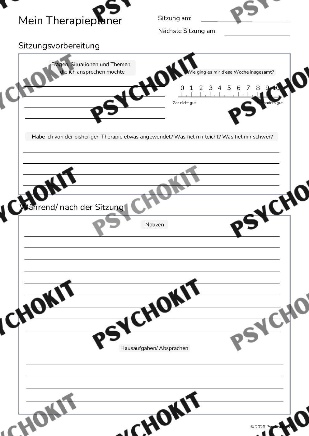 Therapie-Begleitbogen für Klient*innen: Strukturierte Vor- und Nachbereitung - Vorschau Seite 2