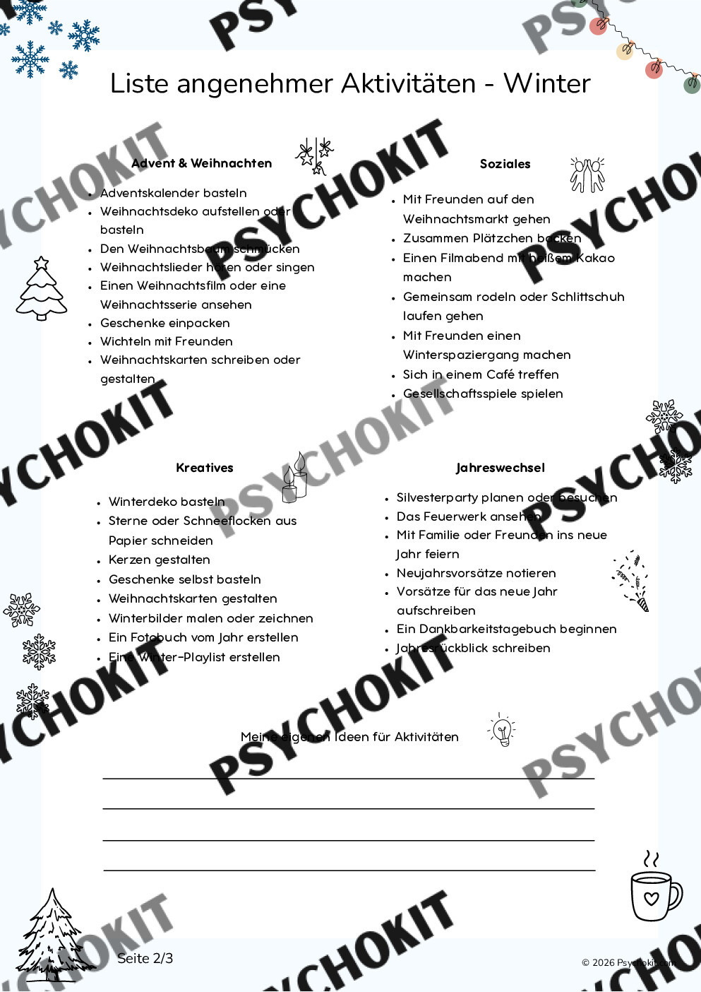 Winter-Aktivitäten für Jugendliche: Ideen-Liste zur Verhaltensaktivierung - Vorschau Seite 3