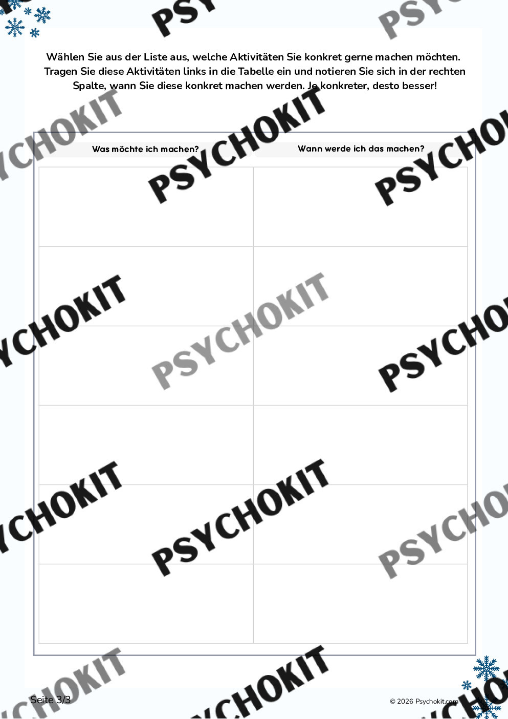 Was tun im Winter? Liste positiver Aktivitäten zur Verhaltensaktivierung - Vorschau Seite 4