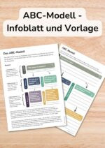 Ein farbiges Arbeitsblatt zum ABC-Modell der Gefühle, das für die kognitive Verhaltenstherapie in der Psychotherapie genutzt wird. Das Thumbnail zeigt die Überschrift und eine kleine Vorschau des Materials.